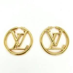 Louis Vuitton hoop earrings real vs fake. How to spot fake Louis Vuitton  Louise hoop ear rings gold 