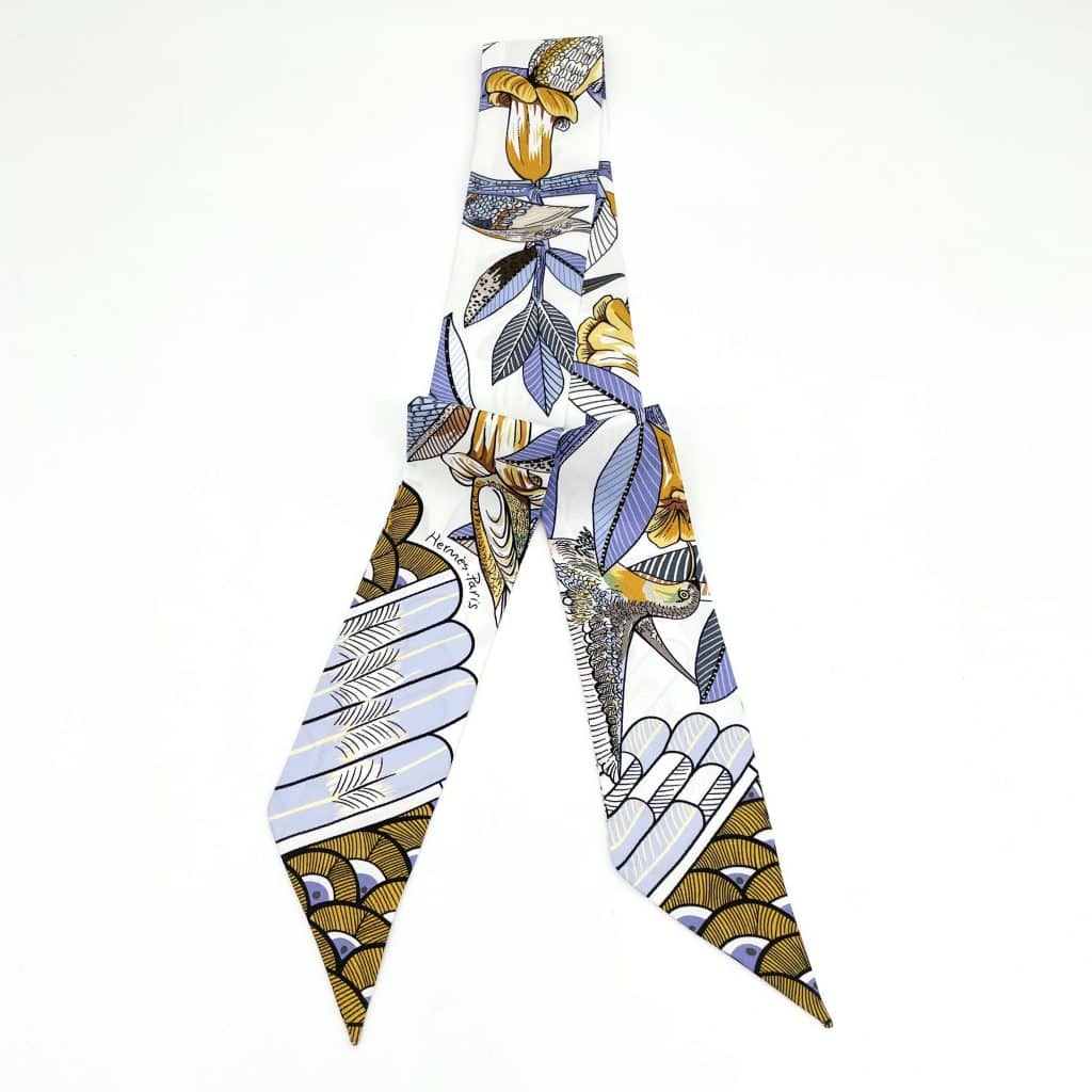 HERMES Flower And Bird Pattern silk twilly scarf – Nomberry – Luxury ...